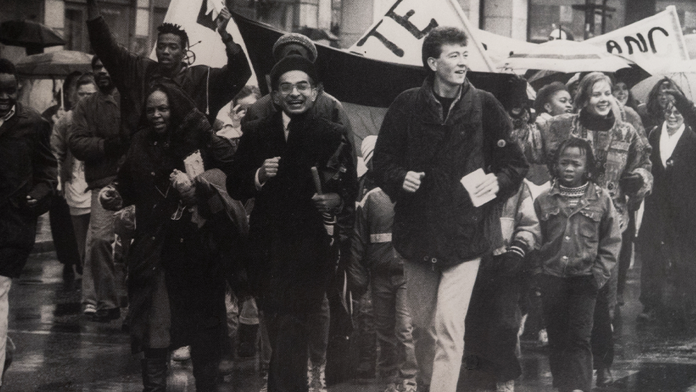 Demonstration in Oslo, Norway against apartheid with Ambassadors Abdul Minty and Thandi Lujabe-Rankoe  